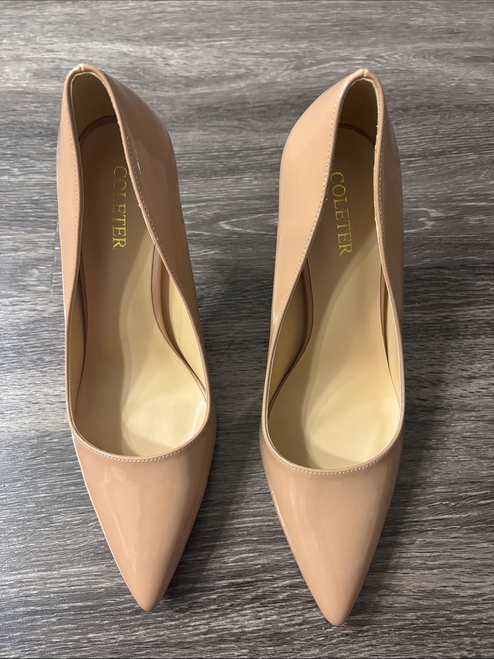 Blush Patent Pointed-Toe Pumps